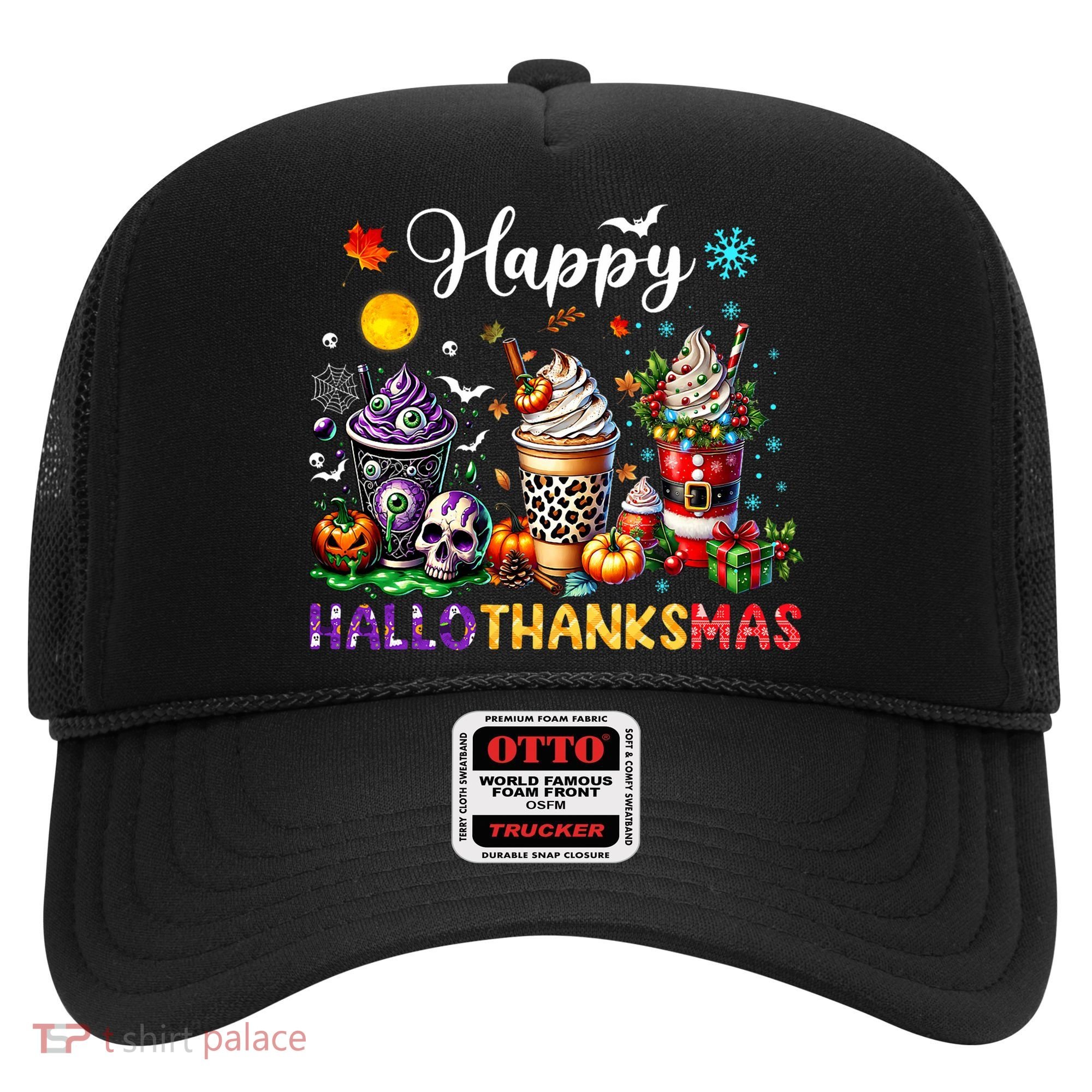 Happy Hallothanksmas Halloween Coffee Latte Thanksgiving Hat