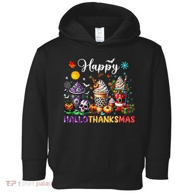 Happy Hallothanksmas Halloween Coffee Latte Thanksgiving Toddler Hoodie
