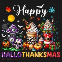 Happy Hallothanksmas Halloween Coffee Latte Thanksgiving Toddler Hoodie thumb 2