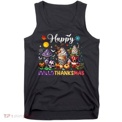 Happy Hallothanksmas Halloween Coffee Latte Thanksgiving Tank Top