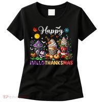 Happy Hallothanksmas Halloween Coffee Latte Thanksgiving Women's T-Shirt thumb 0