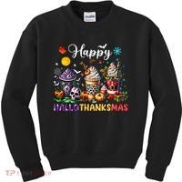 Happy Hallothanksmas Halloween Coffee Latte Thanksgiving Kids Sweatshirt thumb 0