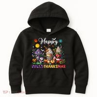 Happy Hallothanksmas Halloween Coffee Latte Thanksgiving Kids Hoodie thumb 0