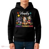 Happy Hallothanksmas Halloween Coffee Latte Thanksgiving Kids Hoodie thumb 4