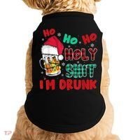 Ho Ho Holy Shit I'm Drunk Beer Santa Hat Christmas Drinking Doggie Tank thumb 0