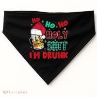 Ho Ho Holy Shit I'm Drunk Beer Santa Hat Christmas Drinking USA-Made Doggie Bandana thumb 0