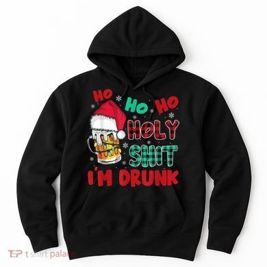 Ho Ho Holy Shit I'm Drunk Beer Santa Hat Christmas Drinking Hoodie