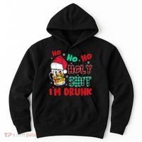Ho Ho Holy Shit I'm Drunk Beer Santa Hat Christmas Drinking Hoodie thumb 0