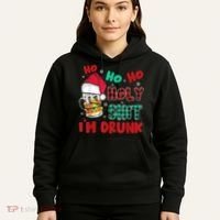 Ho Ho Holy Shit I'm Drunk Beer Santa Hat Christmas Drinking Hoodie thumb 5