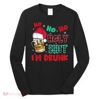 Ho Ho Holy Shit I'm Drunk Beer Santa Hat Christmas Drinking Long Sleeve Shirt thumb 0