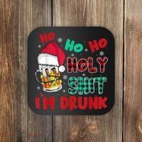 Ho Ho Holy Shit I'm Drunk Beer Santa Hat Christmas Drinking Coaster thumb 0