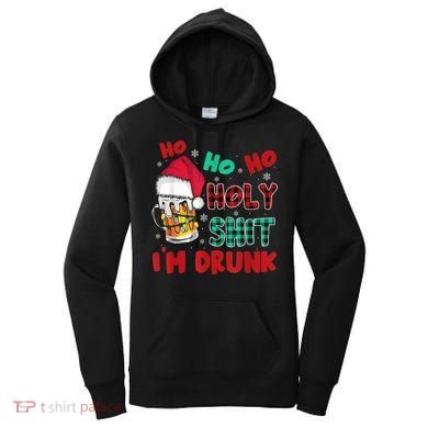 Ho Ho Holy Shit I'm Drunk Beer Santa Hat Christmas Drinking Women's Hoodie