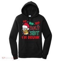 Ho Ho Holy Shit I'm Drunk Beer Santa Hat Christmas Drinking Women's Hoodie thumb 0