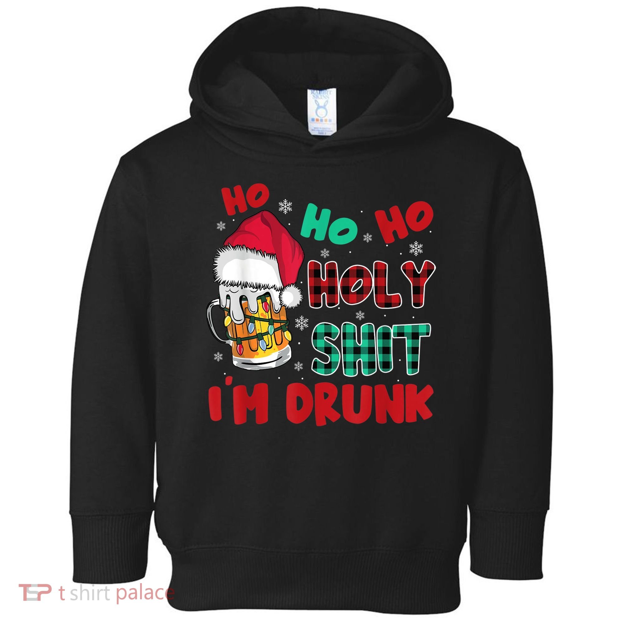 Ho Ho Holy Shit I'm Drunk Beer Santa Hat Christmas Drinking Toddler Hoodie