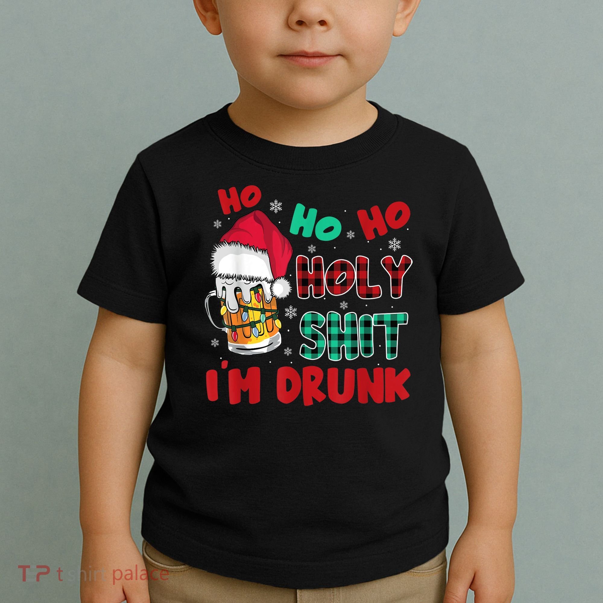 Ho Ho Holy Shit I'm Drunk Beer Santa Hat Christmas Drinking Toddler T-Shirt