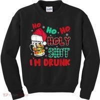 Ho Ho Holy Shit I'm Drunk Beer Santa Hat Christmas Drinking Kids Sweatshirt thumb 0