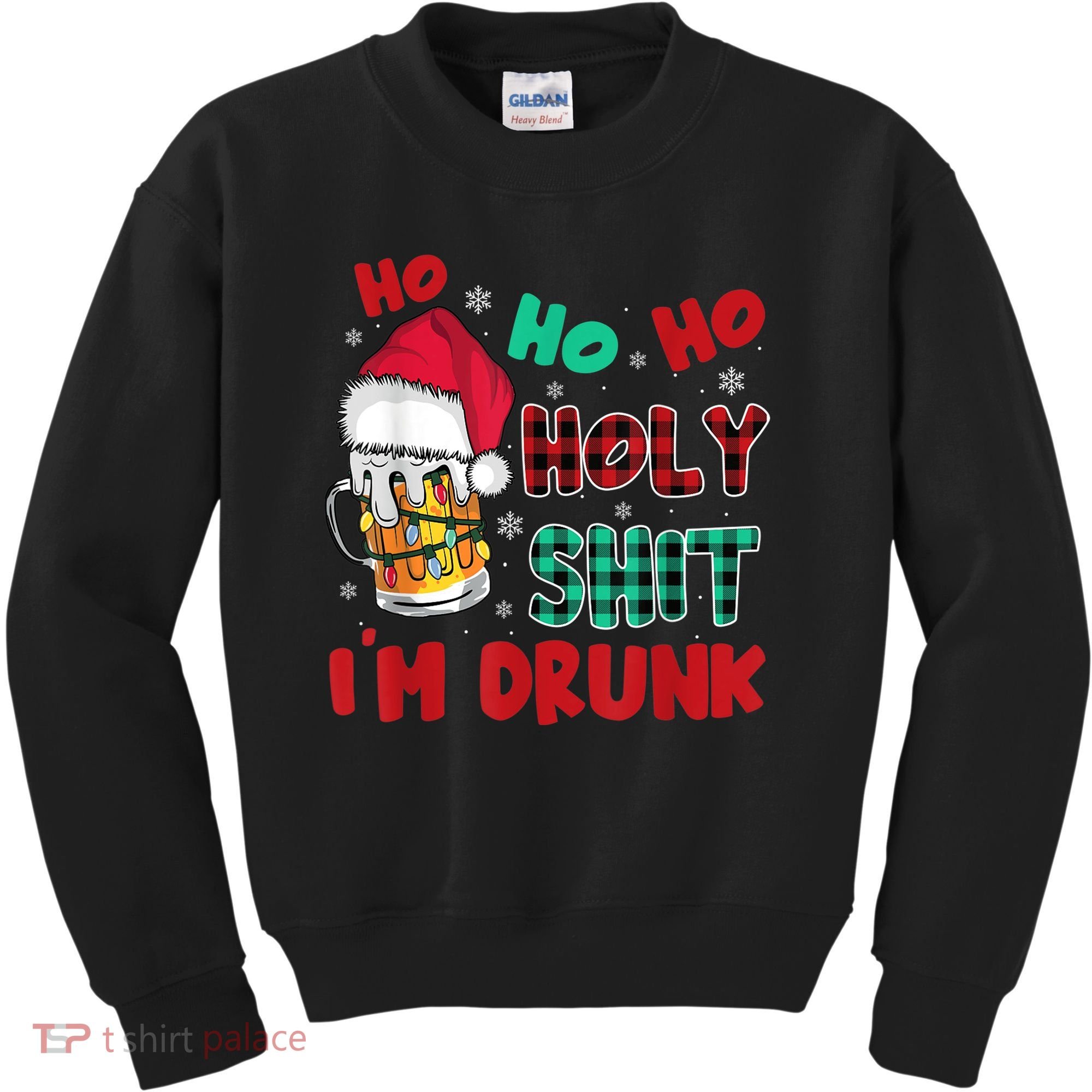 Ho Ho Holy Shit I'm Drunk Beer Santa Hat Christmas Drinking Kids Sweatshirt