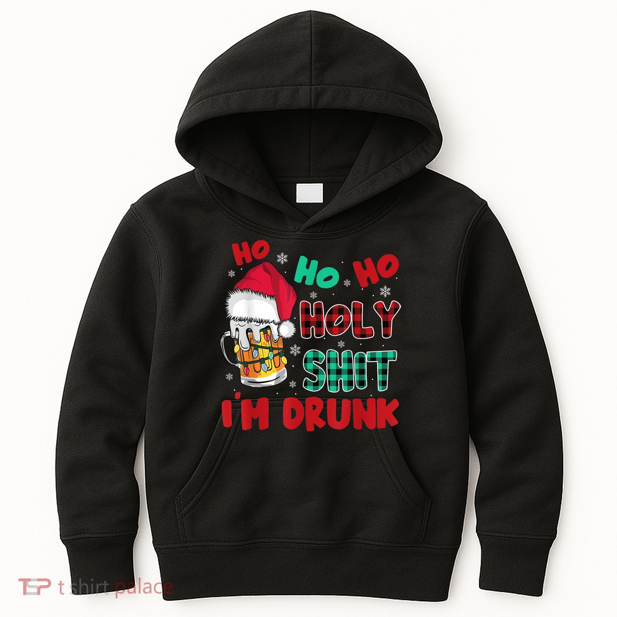 Ho Ho Holy Shit I'm Drunk Beer Santa Hat Christmas Drinking Kids Hoodie