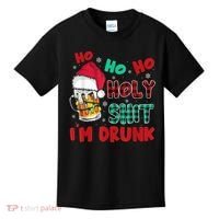 Ho Ho Holy Shit I'm Drunk Beer Santa Hat Christmas Drinking Kids T-Shirt thumb 0
