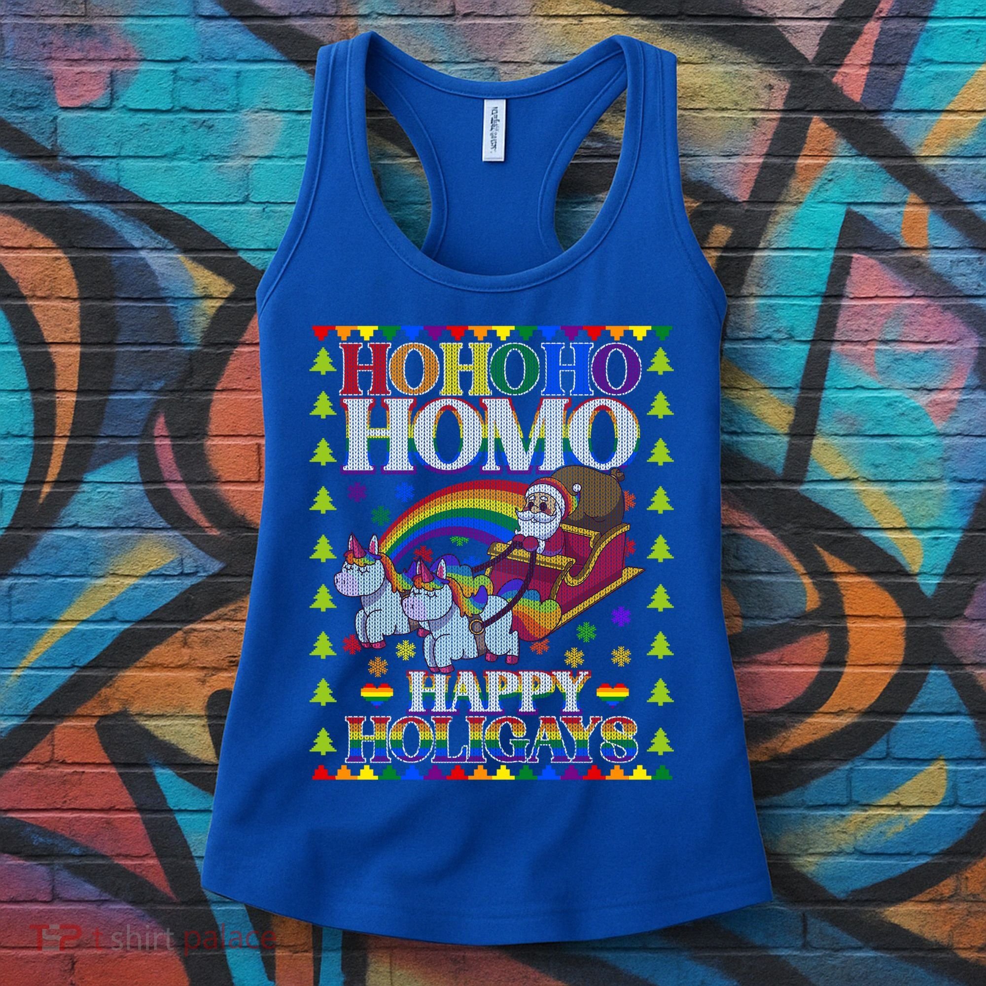 Ho Ho Homo Holigays Homosexual Lgbt Funny Ugly Christmas Cute Gift Women's Tank Top
