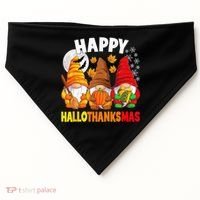 Happy HalloThanksMas Halloween Thanksgiving Christmas Gnomes USA-Made Doggie Bandana thumb 0