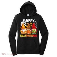 Happy HalloThanksMas Halloween Thanksgiving Christmas Gnomes Women's Hoodie thumb 0