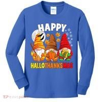 Happy HalloThanksMas Halloween Thanksgiving Christmas Gnomes Kids Long Sleeve Shirt thumb 0
