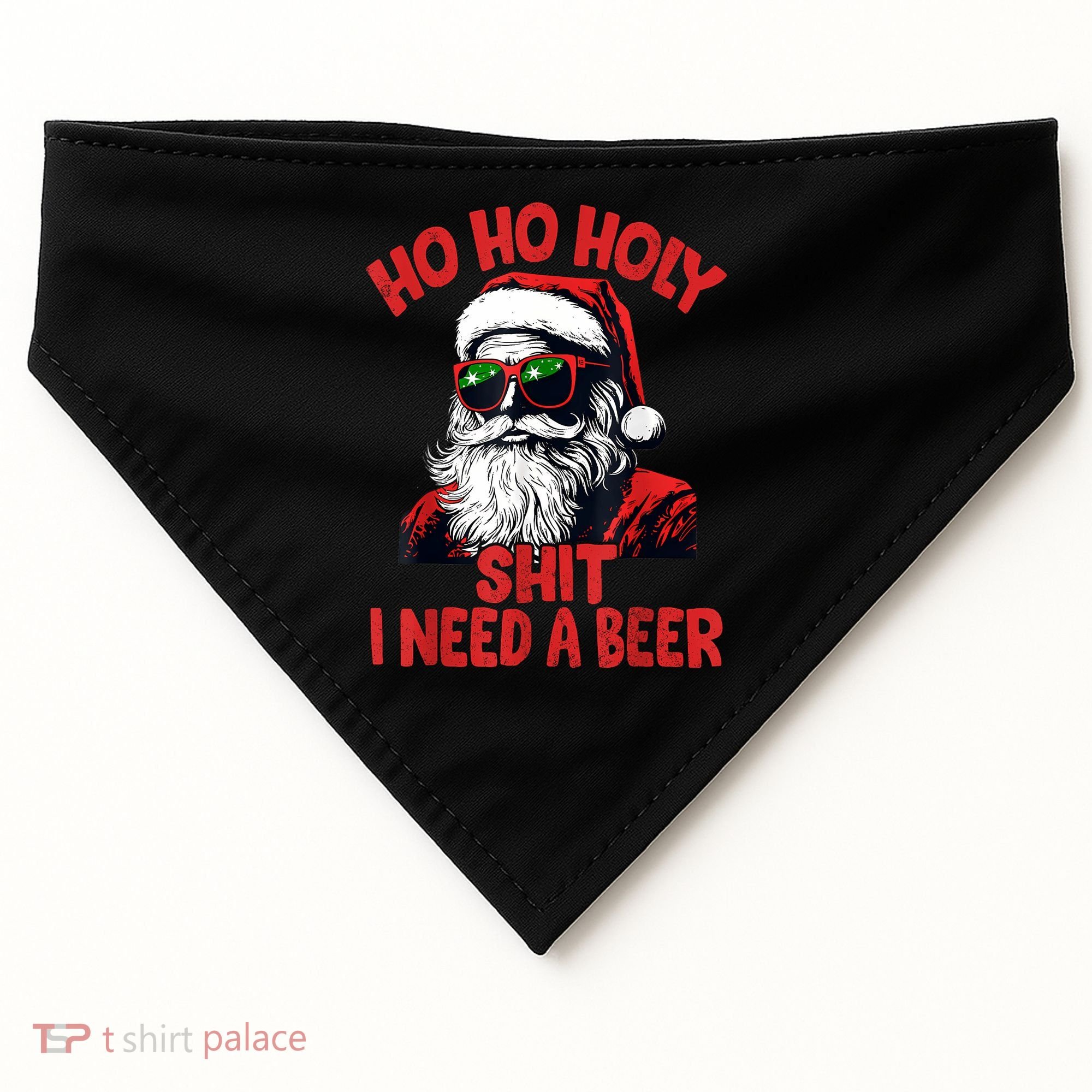 Ho Ho Holy Shit I Need A Beer Funny Santa Christmas Drinking USA-Made Doggie Bandana