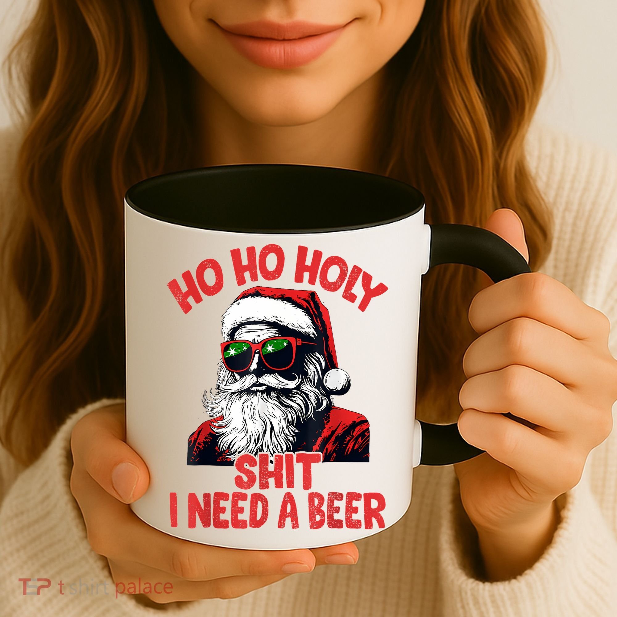 Ho Ho Holy Shit I Need A Beer Funny Santa Christmas Drinking Coffee Mug