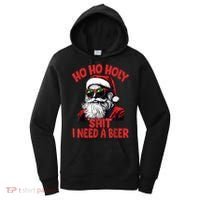 Ho Ho Holy Shit I Need A Beer Funny Santa Christmas Drinking Women's Hoodie thumb 0