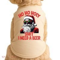 Ho Ho Holy Shit I Need A Beer Funny Santa Christmas Drinking Doggie Tank thumb 0