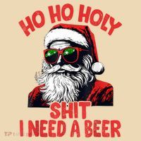 Ho Ho Holy Shit I Need A Beer Funny Santa Christmas Drinking Women's Tank Top thumb 2