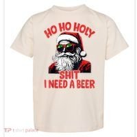 Ho Ho Holy Shit I Need A Beer Funny Santa Christmas Drinking Toddler T-Shirt thumb 0