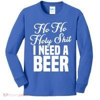 Ho Ho Holy Shit I Need A Beer Funny Christmas Ing Gift Meaningful Gift Kids Long Sleeve Shirt thumb 0