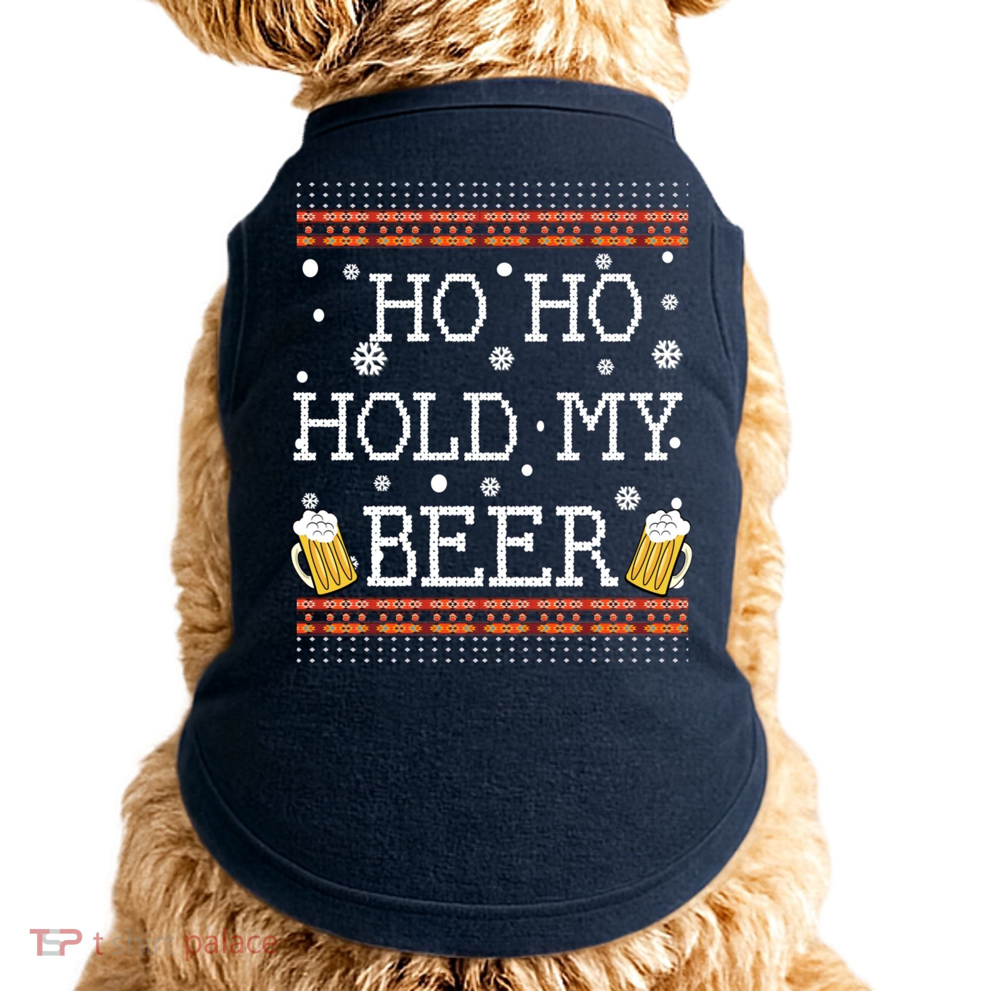 Ho Ho Hold My Beer-Ugly Christmas Drinking Sweater Doggie Tank