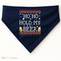 Ho Ho Hold My Beer-Ugly Christmas Drinking Sweater USA-Made Doggie Bandana thumb 0