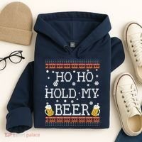 Ho Ho Hold My Beer-Ugly Christmas Drinking Sweater Hoodie thumb 4