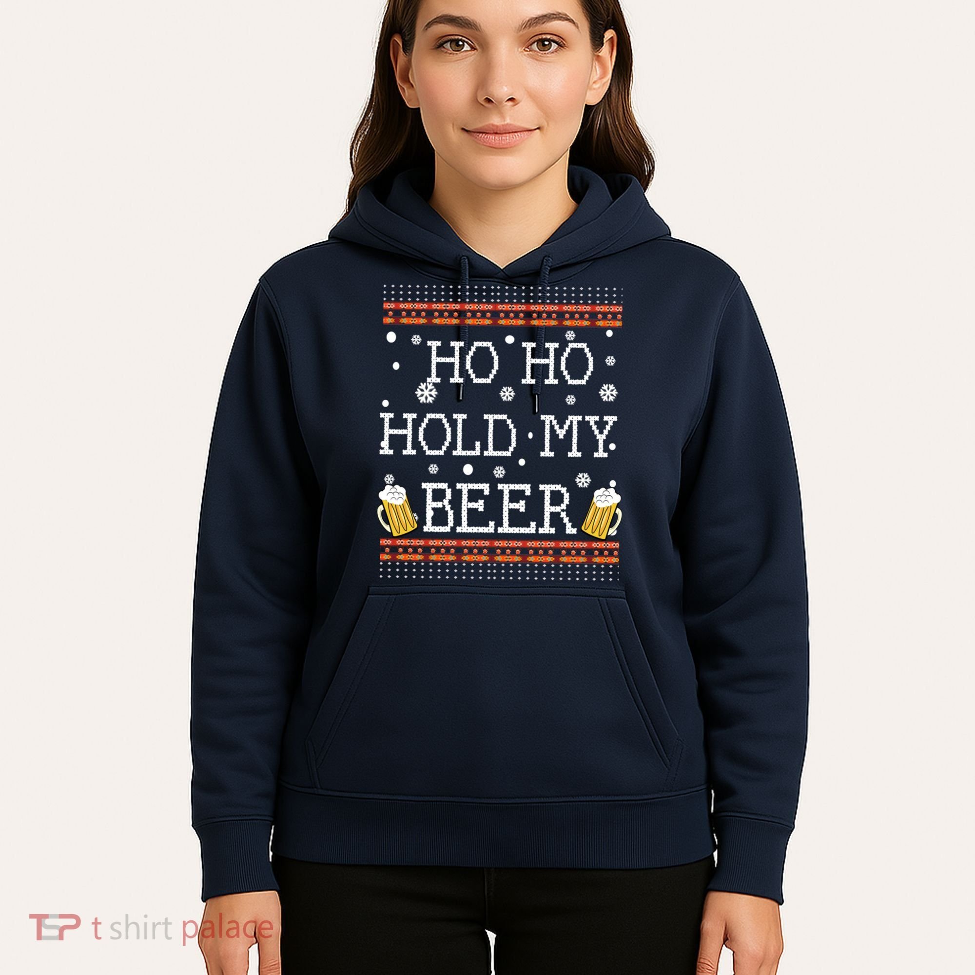 Ho Ho Hold My Beer-Ugly Christmas Drinking Sweater Hoodie
