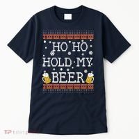 Ho Ho Hold My Beer-Ugly Christmas Drinking Sweater Tall T-Shirt thumb 0