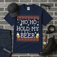 Ho Ho Hold My Beer-Ugly Christmas Drinking Sweater Tall T-Shirt thumb 3