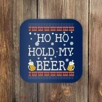 Ho Ho Hold My Beer-Ugly Christmas Drinking Sweater Coaster thumb 0