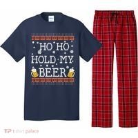 Ho Ho Hold My Beer-Ugly Christmas Drinking Sweater Pajama Set thumb 0