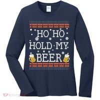 Ho Ho Hold My Beer-Ugly Christmas Drinking Sweater Women's Long Sleeve Shirt thumb 0