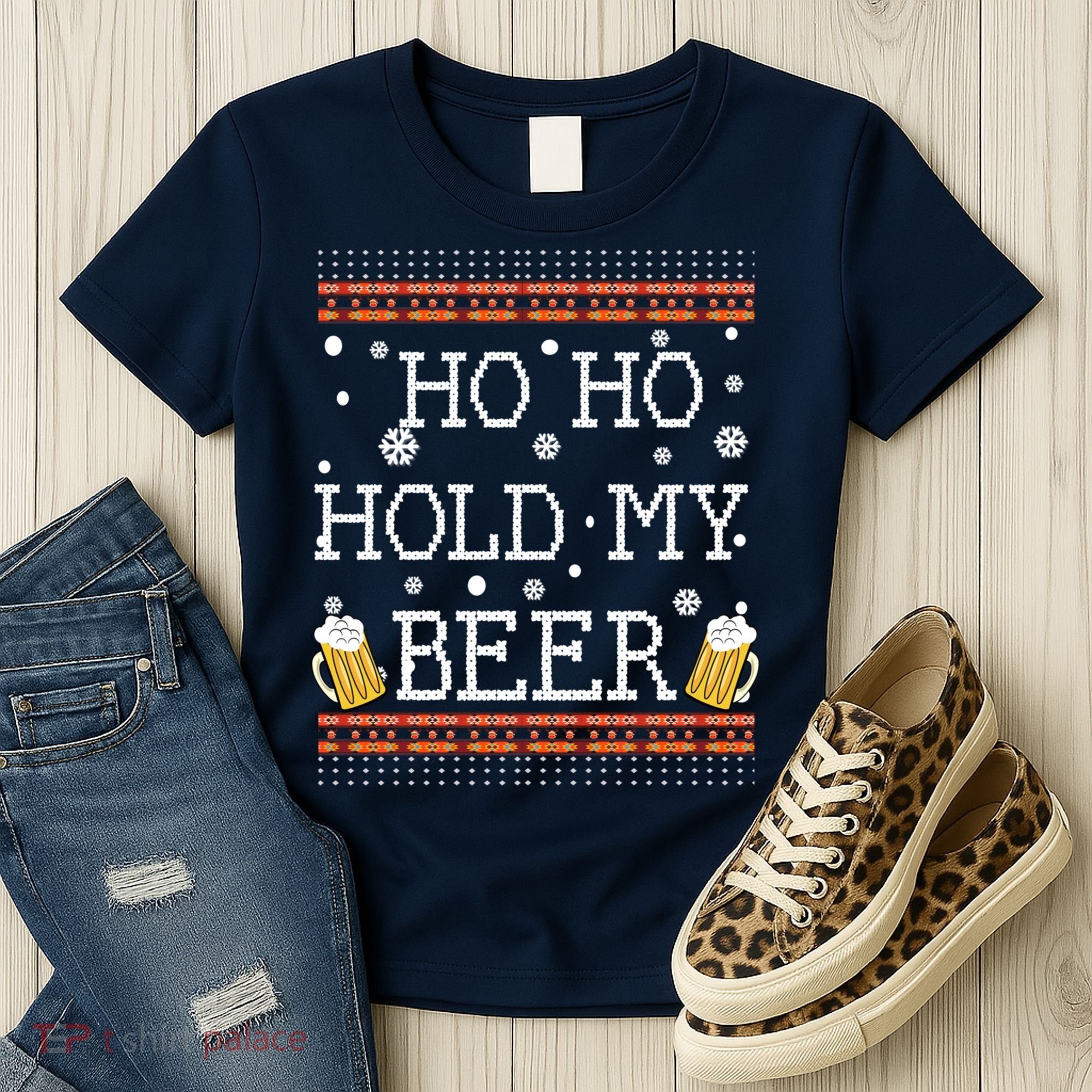 Ho Ho Hold My Beer-Ugly Christmas Drinking Sweater Women's T-Shirt