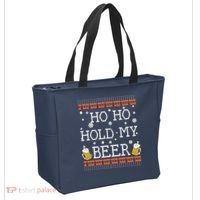 Ho Ho Hold My Beer-Ugly Christmas Drinking Sweater Tote Bag thumb 2