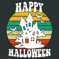 Happy Halloween Hunted House Vintage T-Shirt thumb 7