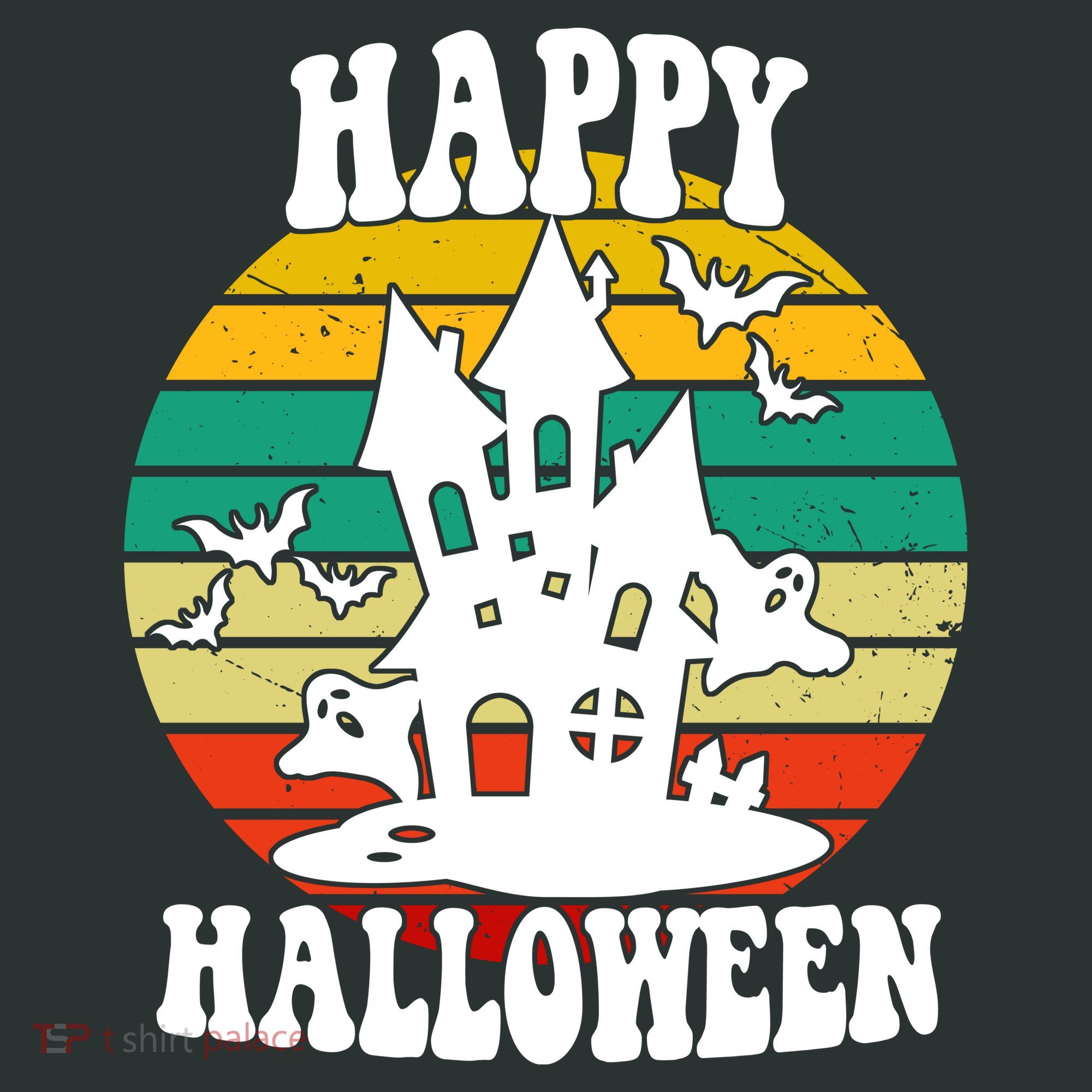 Happy Halloween Hunted House Vintage T-Shirt