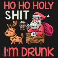 Ho Ho Holy Shit IM Drunk Funny Christmas Ing Cute Gift USA-Made Doggie Bandana thumb 2
