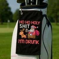 Ho Ho Holy Shit IM Drunk Funny Christmas Ing Cute Gift Golf Towel thumb 2