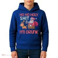 Ho Ho Holy Shit IM Drunk Funny Christmas Ing Cute Gift Kids Hoodie thumb 4